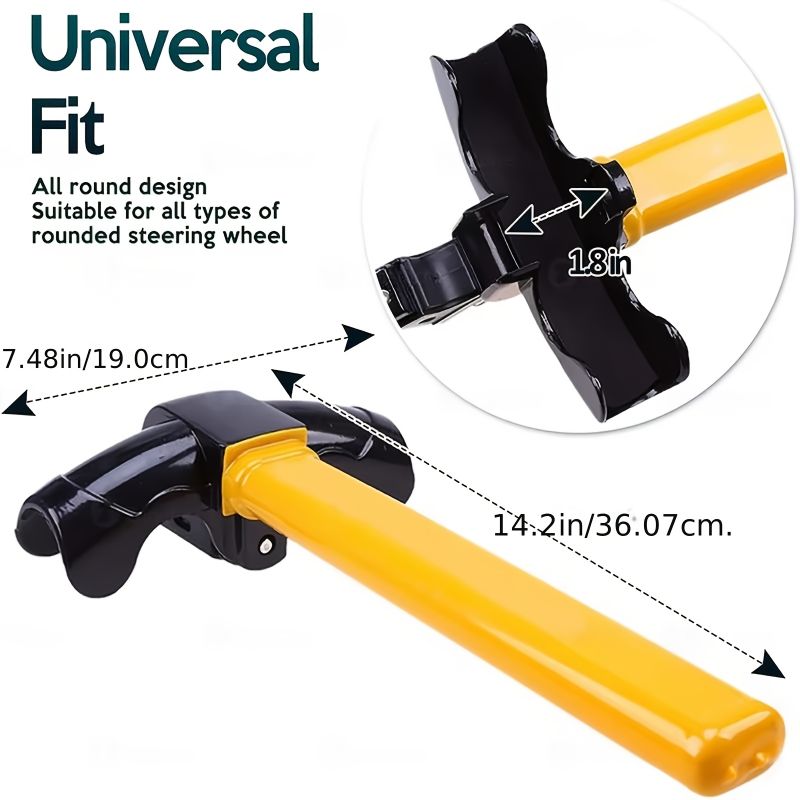 TEMU 2pcs/set Heavy Duty T-shaped Car Steering Wheel Lock Carbon Steel Anti Theft Security Lock Dual Pin Anti Drill Design Durable Reliable Vehicle