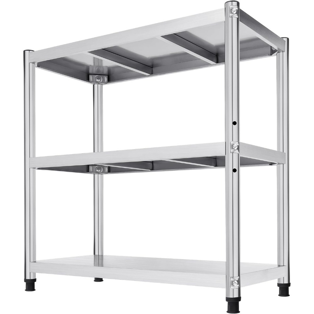 TEMU 80 X 80 X 40 Cm Three-tier Stainless Steel Catering Table With A , Suitable For Kitchen And Hotel Shelving