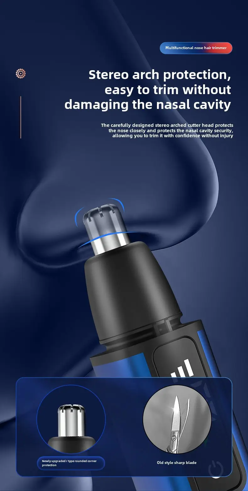 multi functional intelligent nose hair trimmer suitable for   men and women no dead corners in trimming   for hair     Product details 2