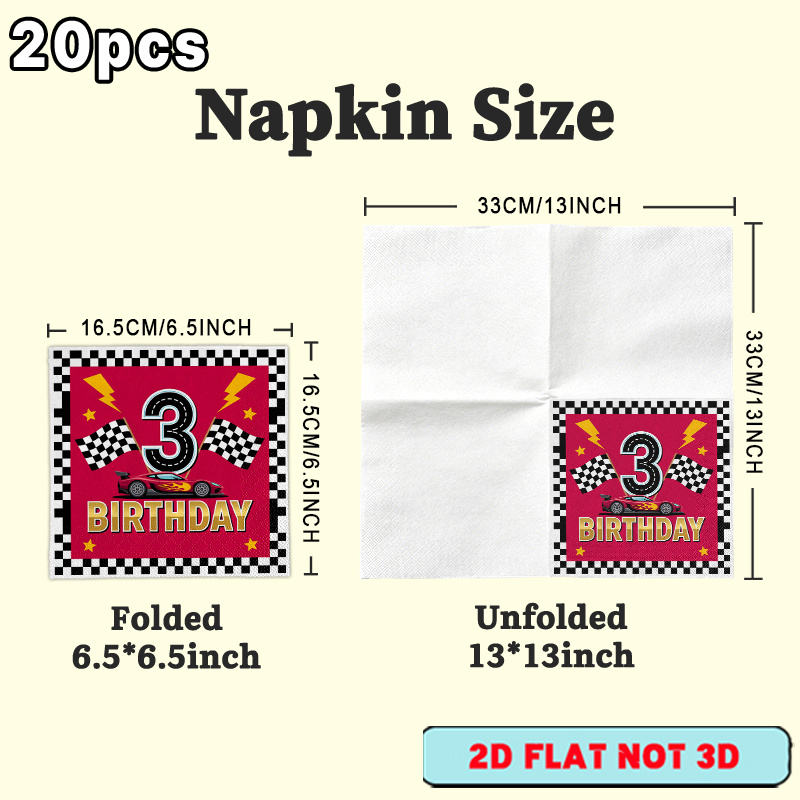 TEMU Lot de 20 serviettes en papier YSW sur le thème des voitures de course, adaptées aux fêtes au bord de , barbecues d'anniversaire, décorations de