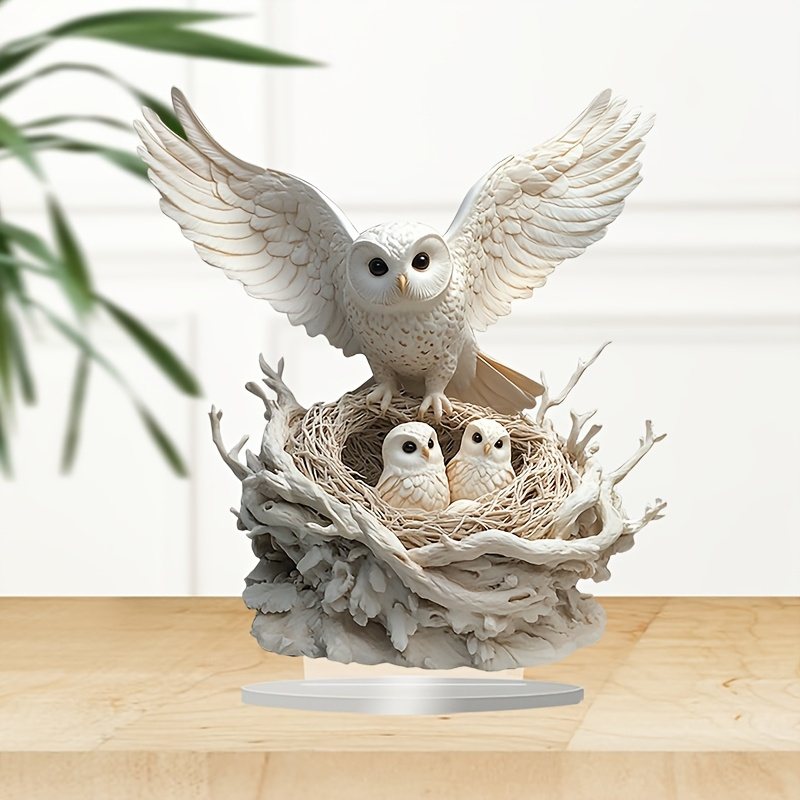 

2d Flat, Bohemian Nest Acrylic Statue - 6.7"x8" Elegant Desk Decor, Home, Office, Display - Symbolizes Care And Protection