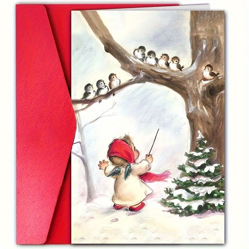 TEMU Retro Christmas Greeting Card With An Envelope Measuring 4.7 Inches By 7 Inches - Great For Family, , And Coworkers - Perfect For Festive And