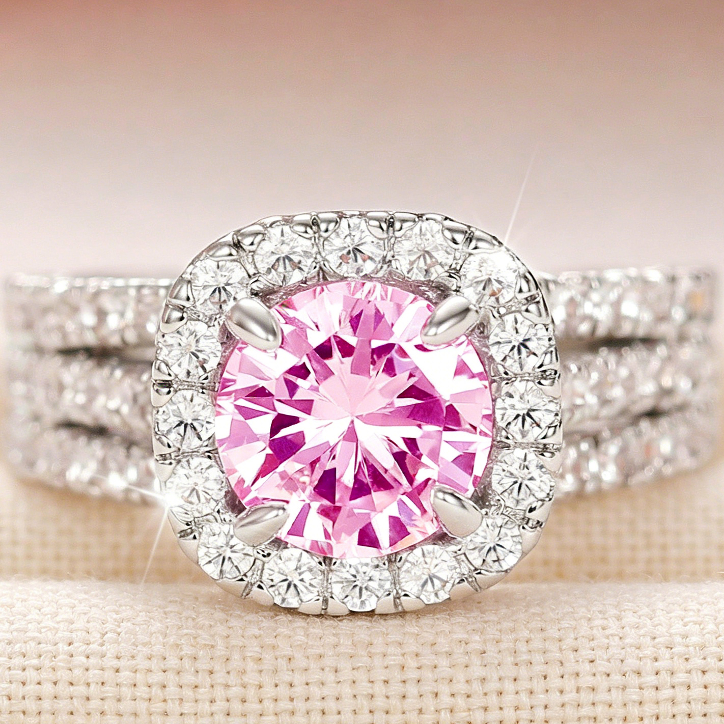 trending pink cubic synthetic zirconia   ring shiny bridal jewelry for weddings anniversaries gifts   fit design ins     women sparkling bling engagement ring premium synthetic zirconia sparkle sizes 6 10
