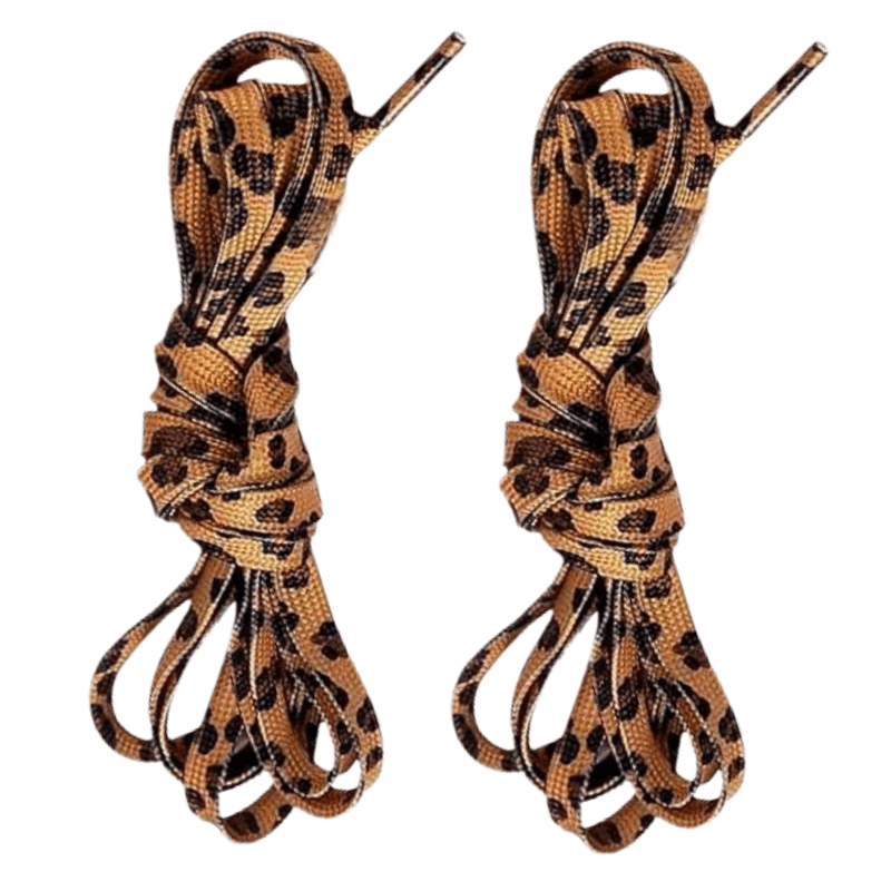 Image of Leopard Print Snake Pattern Shoelaces, Trendy Retro Flat Laces Suitable For Canvas Shoes, Sneakers, And Sports Shoes. With Splicing, Durable And Not Easy To Break, Without Battery