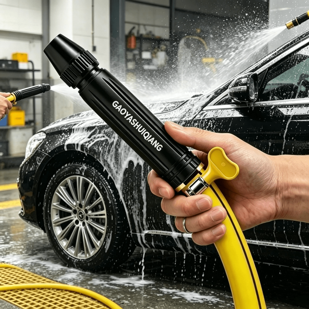 2pcs/Set [1 Spray Gun + 1 Buckle] Multifunctional Household High-Pressure Water Gun - Pure Copper Leak-Proof Connector with Adjustable Water Flow Nozzle Black Heavy-Duty Garden Wash Gun Suitable for Car Washing, Watering Flowers, Without Battery