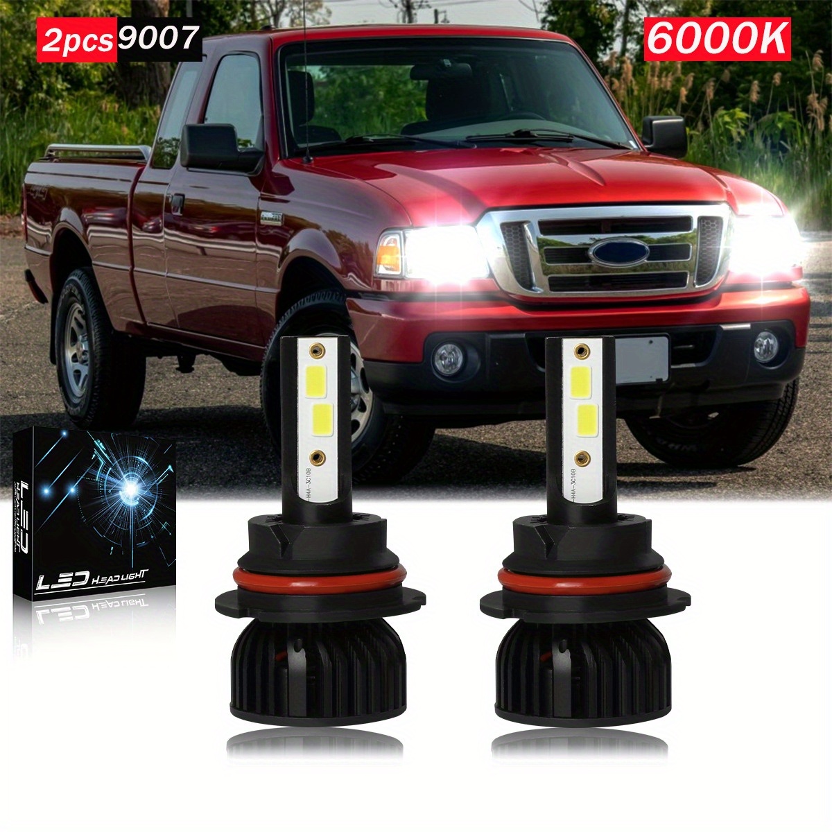 TEMU Led Headlight Bulbs For Ford 1993-2011, 9007/hb5 9145/9006, High/low Beam+fog Lamp Bulbs, Super Strong 6000k White, Plug And Play, Fan Cooling, Truck Accessories