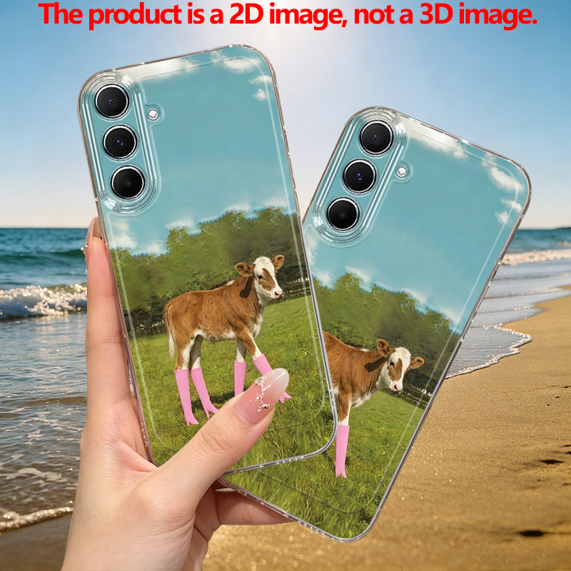 husă de telefon: model imprimat 2d plat cu vițel, cizme roz pe pajiște, potrivită pentru for galaxy a02 a03s a04 a05s a06 a13 a14 a15 a16 21 /32/34/35/36/50/52/53/54/55/56/73 s21 ultra s22 plus s23+ s24 25 26 fe, design simplu vintage de nișă   ușor, cadou de sărbătoare și zi de naștere