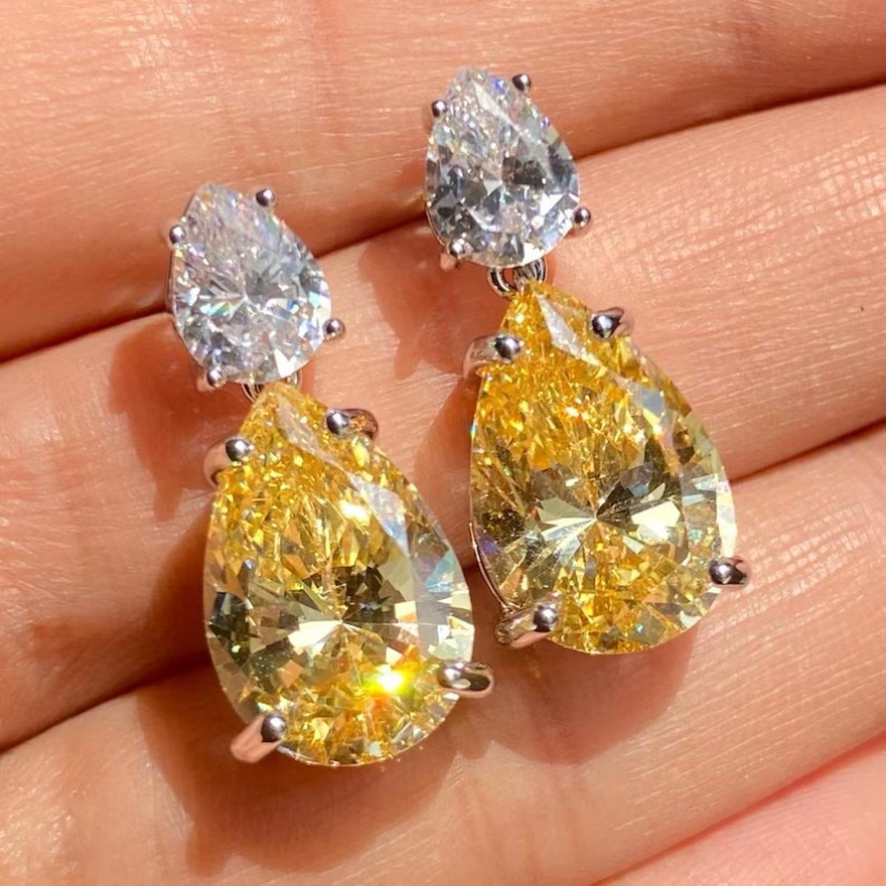 TEMU Une paire de boucles d'oreilles jaunes de d'eau, ornées de incrustée, parfaites qui assistent à des banquets, des fêtes et des . Une pièce de