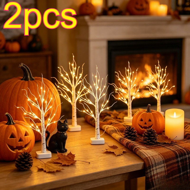 TEMU 2pcs Led Festive Atmosphere Birch Tree Lights, Battery Powered (battery Not Included), Artificial Tree Lamp. Suitable For Indoor/outdoor, Dining