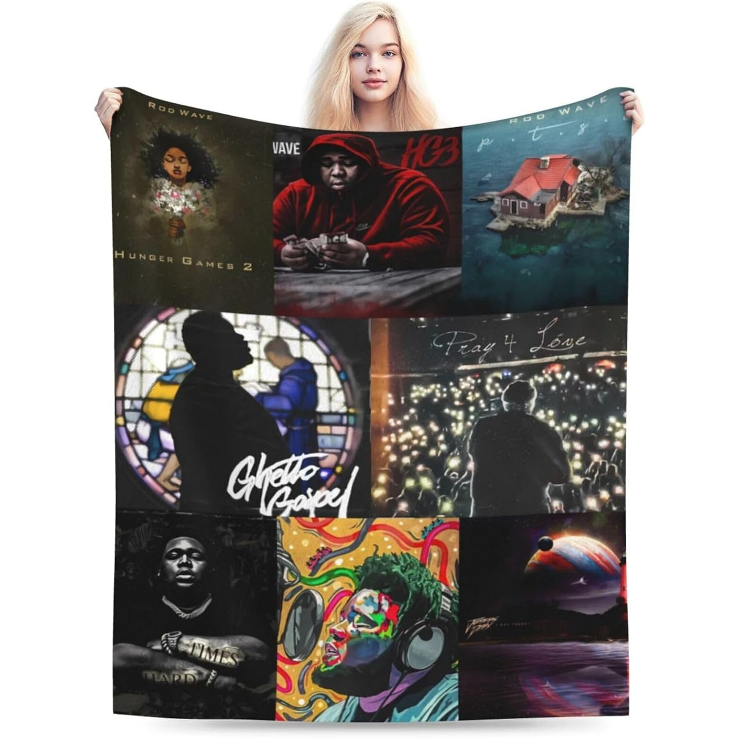 

1pc Rapper Blanket, 50x60 , , 100% Polyester, , Tear , All Blanket For , Sofa, Bed,