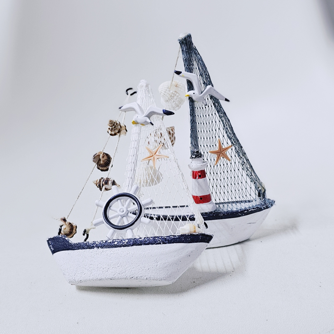 Mediterranean Sailboat Figurines Set