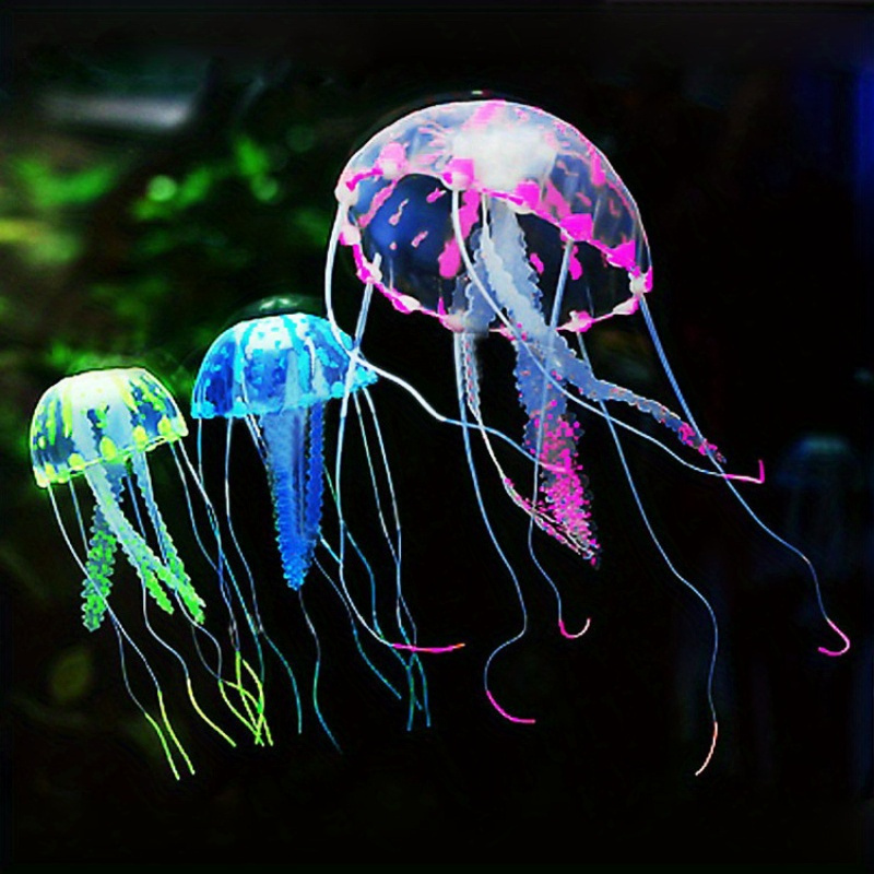 

3pcs Set Of Vibrant Silicone Jellyfish Decorations For Aquariums - High-quality, Realistic Fish Ornaments