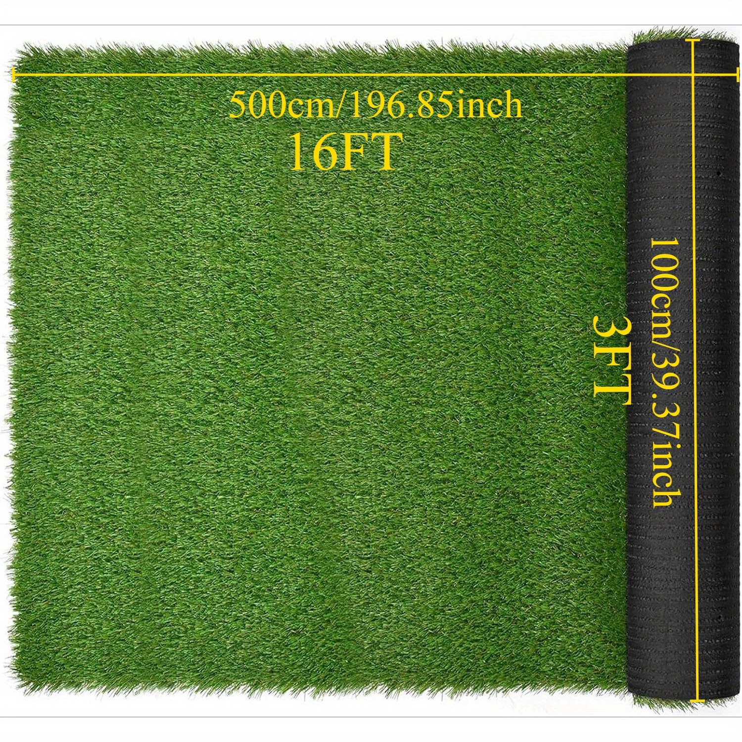 TEMU Premium Large Artificial Grass Mat 3ft X 16ft - Heavy Duty, Non-slip, Pet-friendly Turf For Home, Patio, Football & Playgrounds - Realistic