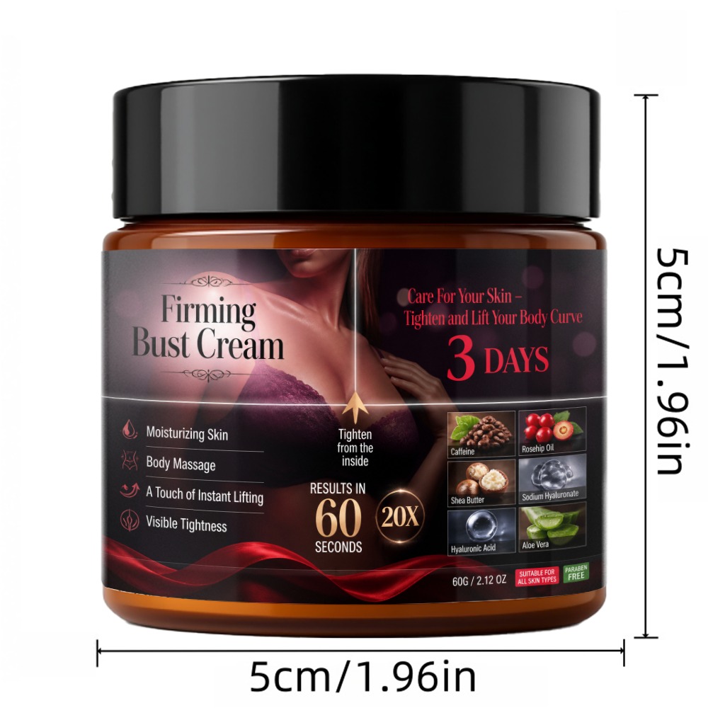 Powerful Instant Bust Lifting Cream, Containing Jojoba Oil, Honey, Caffeine, Shea Butter, and Vitamin E – Deeply Moisturizes and Firms the Skin – Leaves Skin Smoother and Firmer with an Instant Lifting and Tightening Effect in 6 Minutes