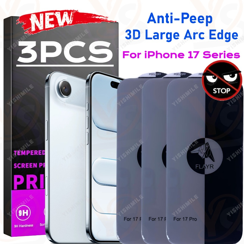 TEMU 3pcs Protecting Privacy 3d Rounded Edge Tempered Glass Screen Protectors For Iphone 13 Plus 16e 17 Air, Newly Upgraded, 3d Large Arc Edge,