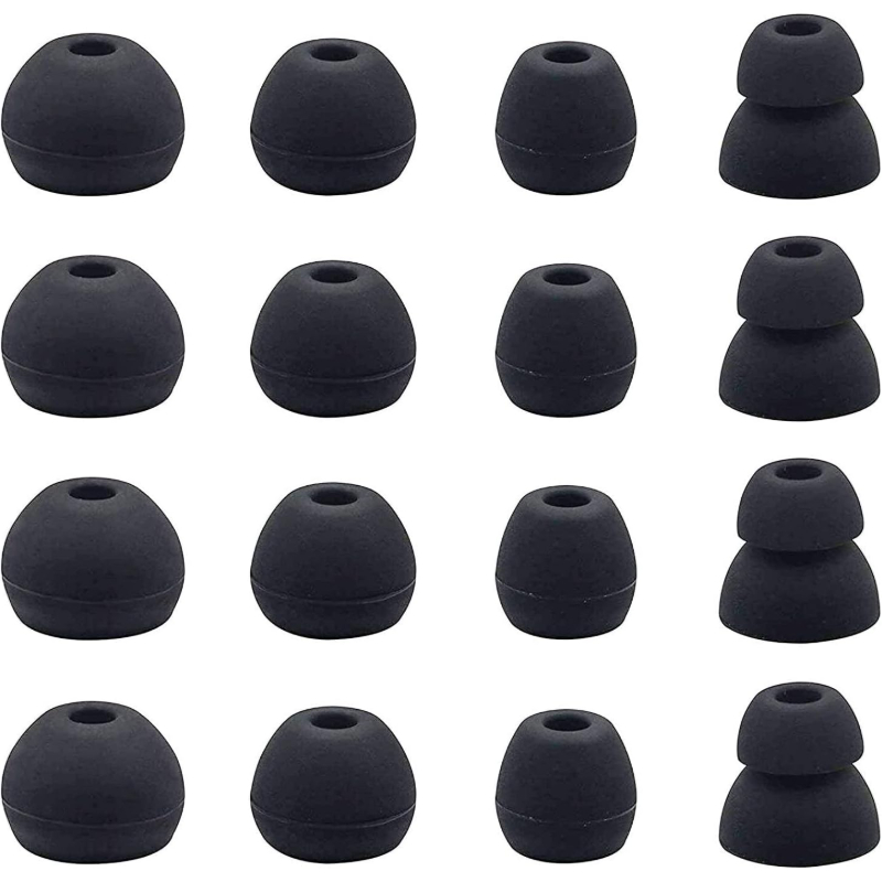 TEMU 16pcs Pack Black In-ear Ear Tips Suitable For Wireless Wireless Earbuds, Replacement Ear Caps With & Accessories For Headphones, Compatible For
