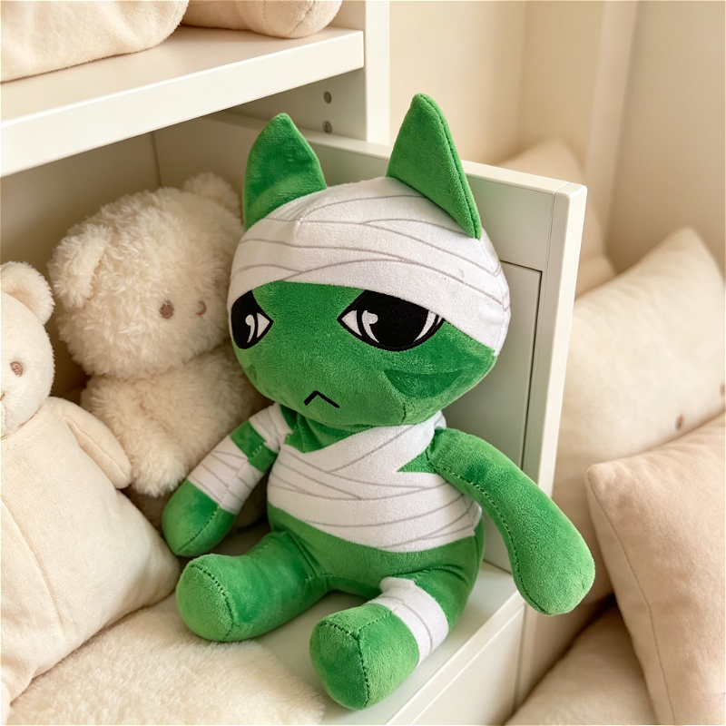 New Game-Themed Animal Plush Doll, Green Cat Doll