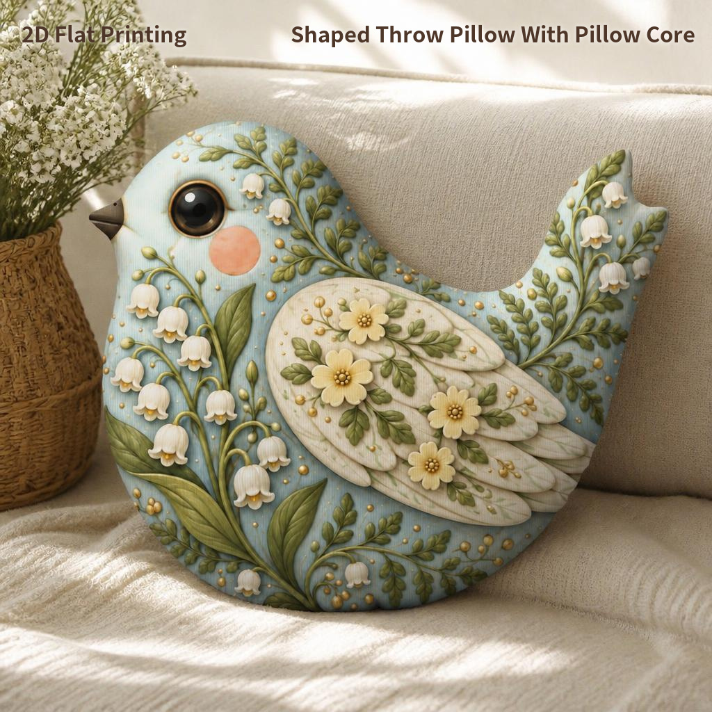 TEMU Lily Of The Pillow Cute Bird Lovers Gift 2d Flat Printing Shaped Stuffed Throw Pillow Decorative Cushion For Bedroom Sofa Living Room And Home