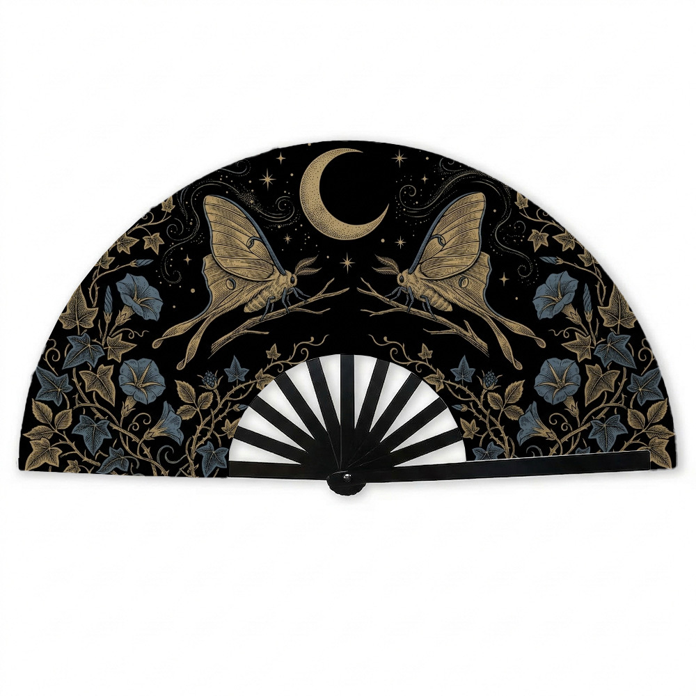 TEMU 1pc Gothic Moth & Folding Fan - Dark Celestial Portable Handheld Cooling Fan Suitable For , Festivals, Parties, Dance, For Clubs, Handheld Snap