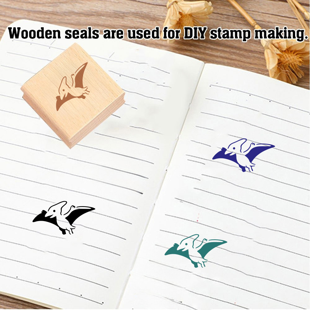 Vintage Pterosaur Wooden Rubber Stamp for Crafts
