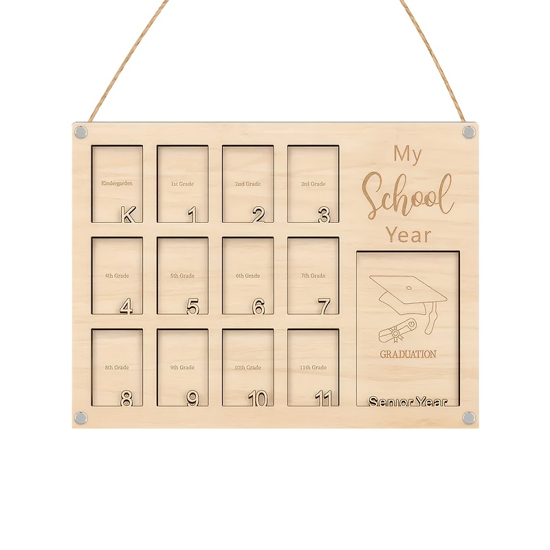 TEMU 1pc Wooden Graduation Year Photo Frame, Collage Photo Frame, Easy To Hang, Suitable For Back-to-school, Birthday, Or Graduation Commemorative
