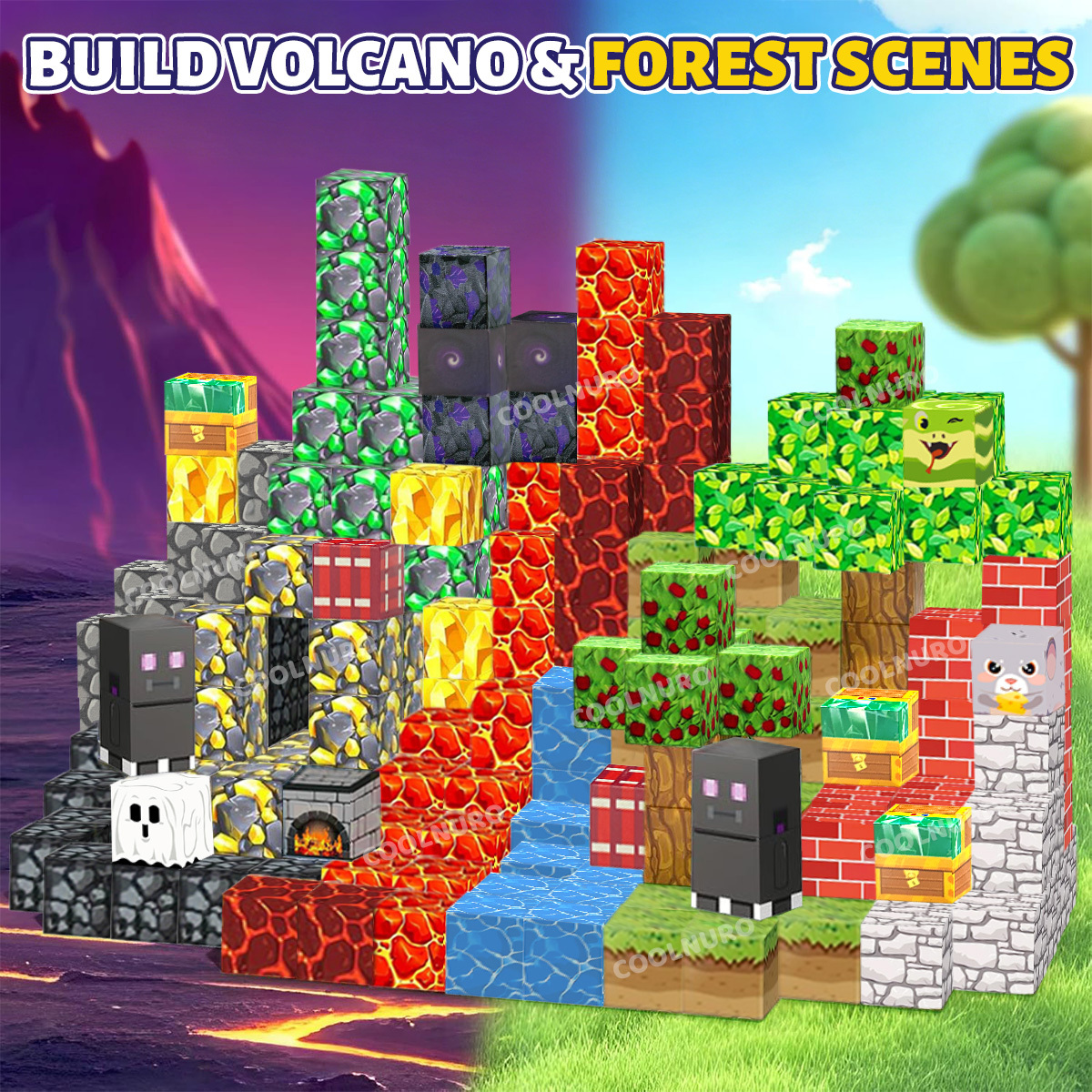 Coolnuro Magnetic Building Block Toys, Cave Theme Educational Toy