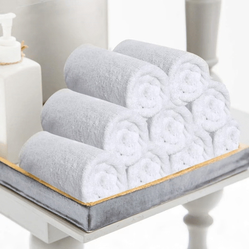 5pcs 100 cotton washcloths absorbent soft to the touch suitable for spa restaurants and beauty salons durable fabric hand wash stylish tablecloth high quality materials restaurant supplies