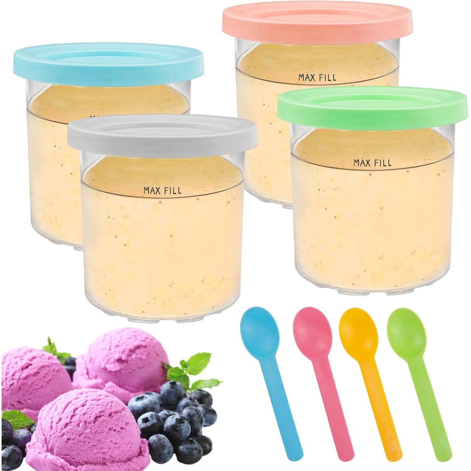 Set Of 4 Containers For Ice Maker Container For Creamy Ice Maker For Nc300 Nc299amz Series