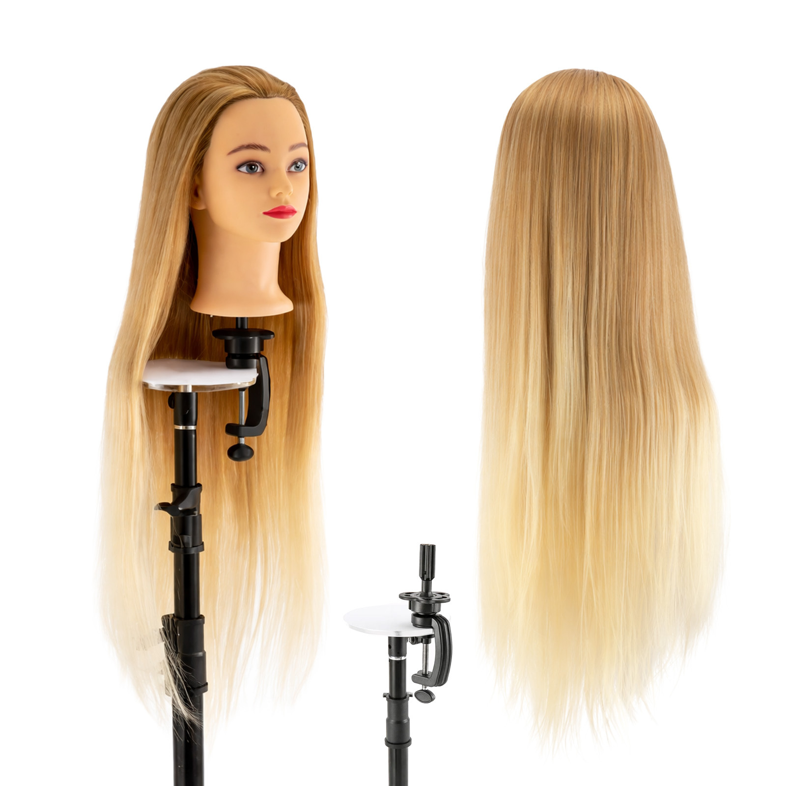 Image of 24-inch Professional Synthetic Fiber Hair Training Head With Suitable For Hairstylists, Salon Practice & Barber Mannequin Doll, Hairdressing Head For Hairdressing Training And Demonstrations
