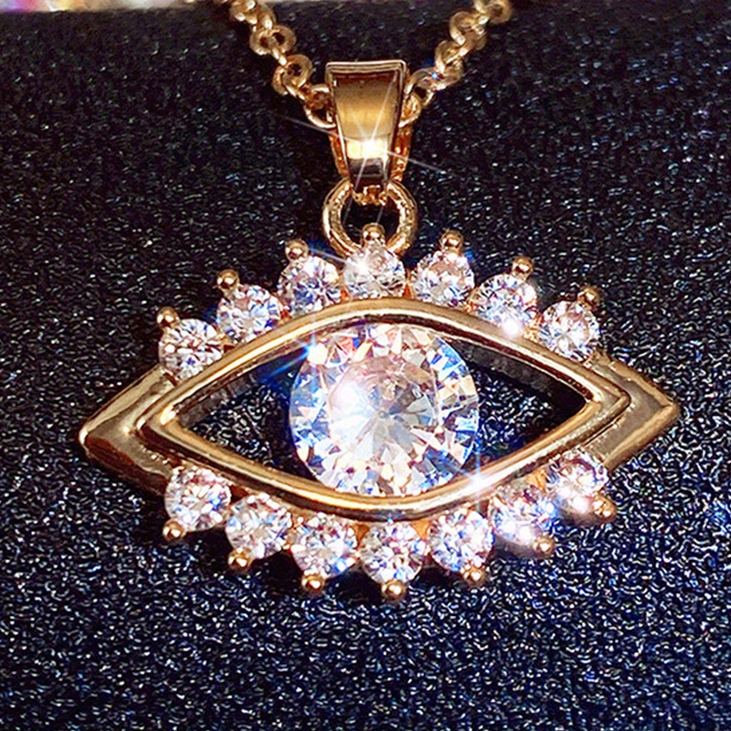 Image of Luxury Personality Witch Eye Pendant Necklace Inlay Shiny Synthetic Zirconia For Women Men Daily Party Carnival Halloween Gothic Jewelry