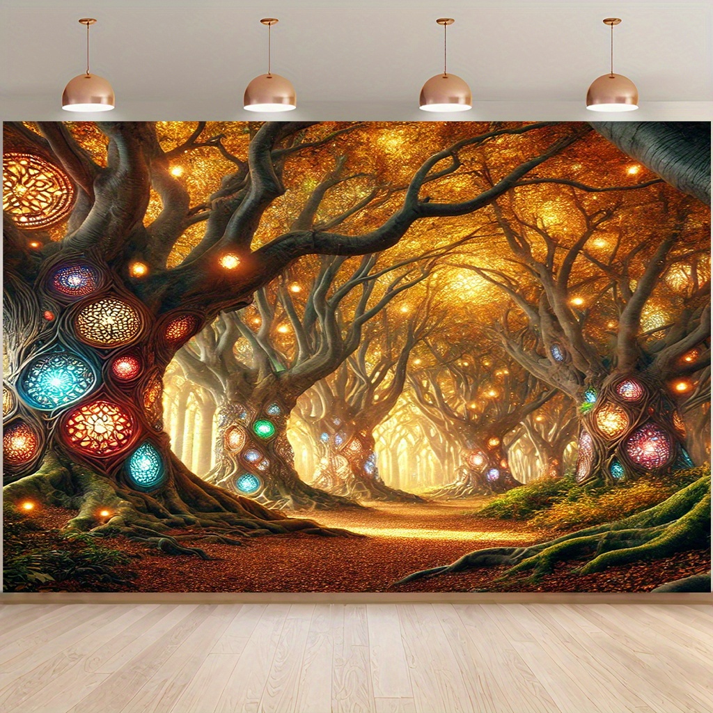 verzauberter wald tapete lebendiger polyester wandteppich - Temu Luxembourg, image size:1024x1024