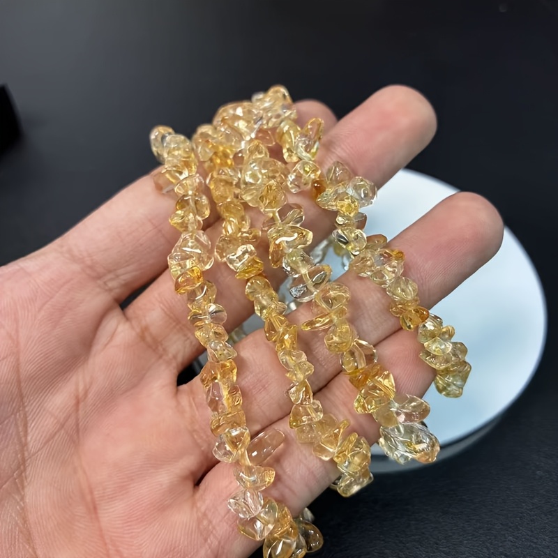 5pc Citrine Gemstone Bracelet Set, Bohemian Style