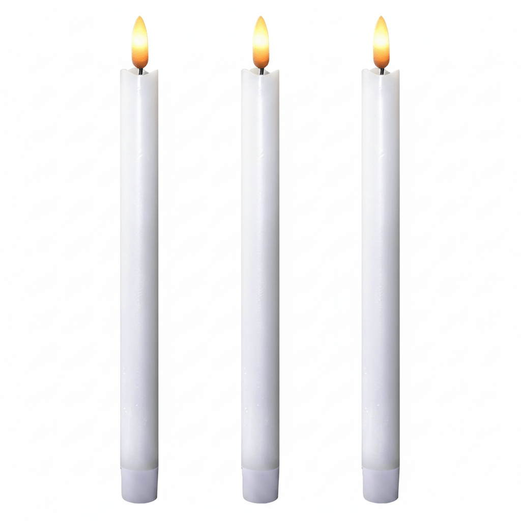 TEMU White Flameless Taper Candles With Timer, 1 Pack Battery Operated Led Flickering Real Wax Candle For Christmas Thanksgiving Wedding Decorations