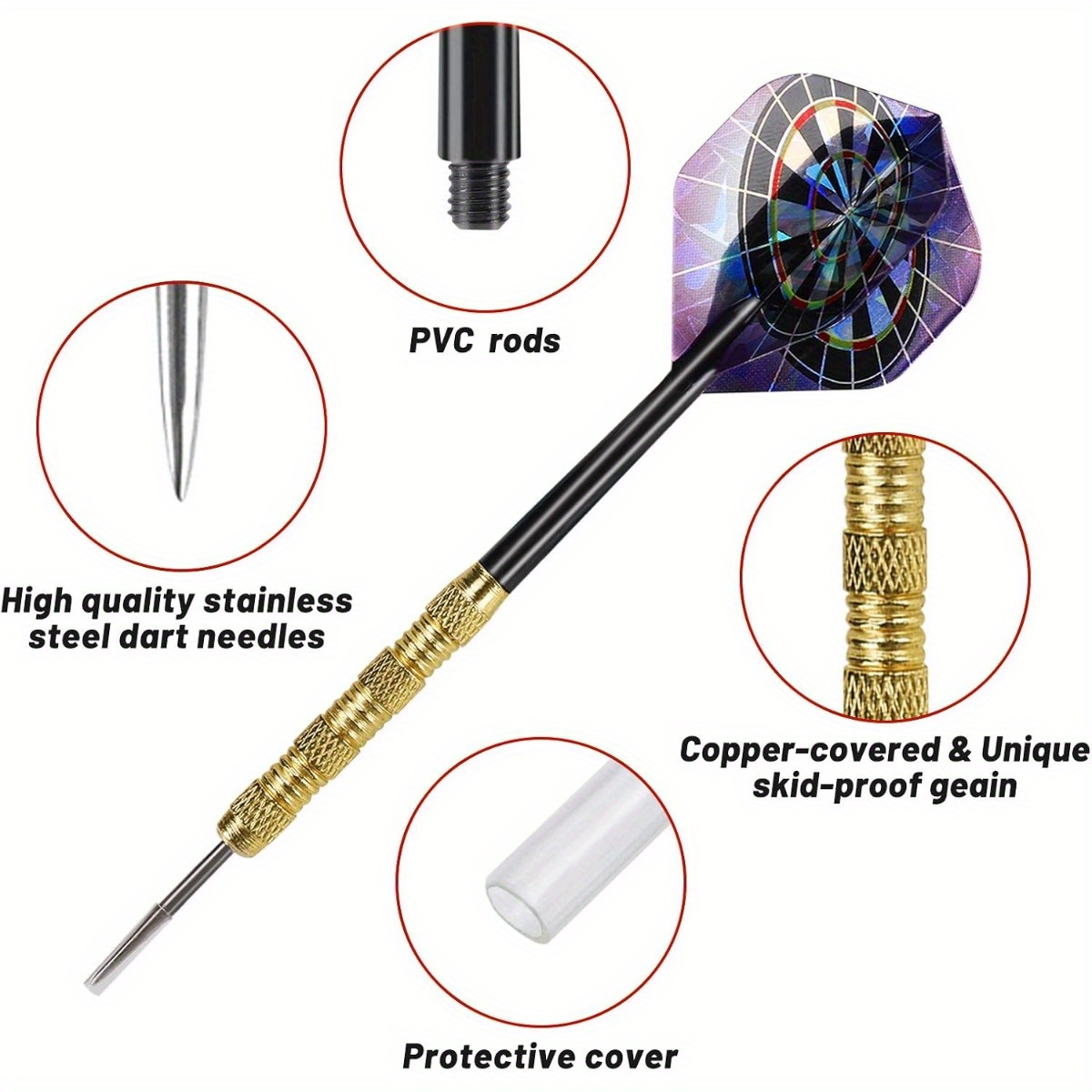 18/24pcs Metal Tip Darts Set for Beginners and Leisure Activities
