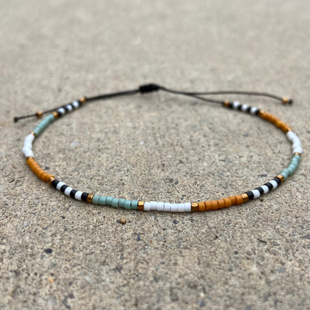 1pc Bohemian Style Glass Beads Adjustable Bracelet For Women, Fashionable Daily Wear Jewelry