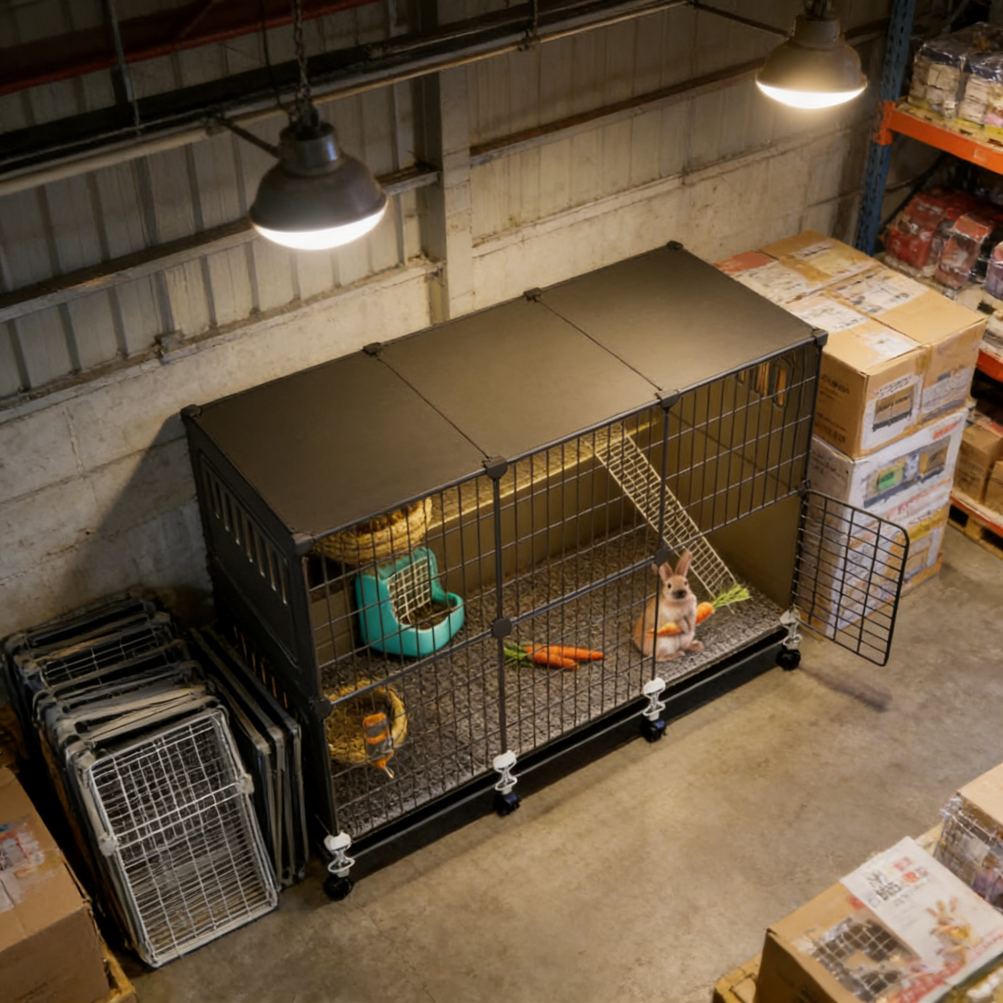 A Space-saving Luxury Rabbit Cage: 47cm Narrow Sides+ 111cm Long, Perfect for a Corner of the Living Room. A New Choice for Pet Rabbit Cages: Comfortable and Easy to Care for.