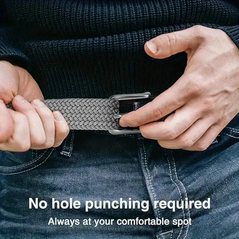 Men's 3pcs Braided Stretch Belts with Elastic Woven Design