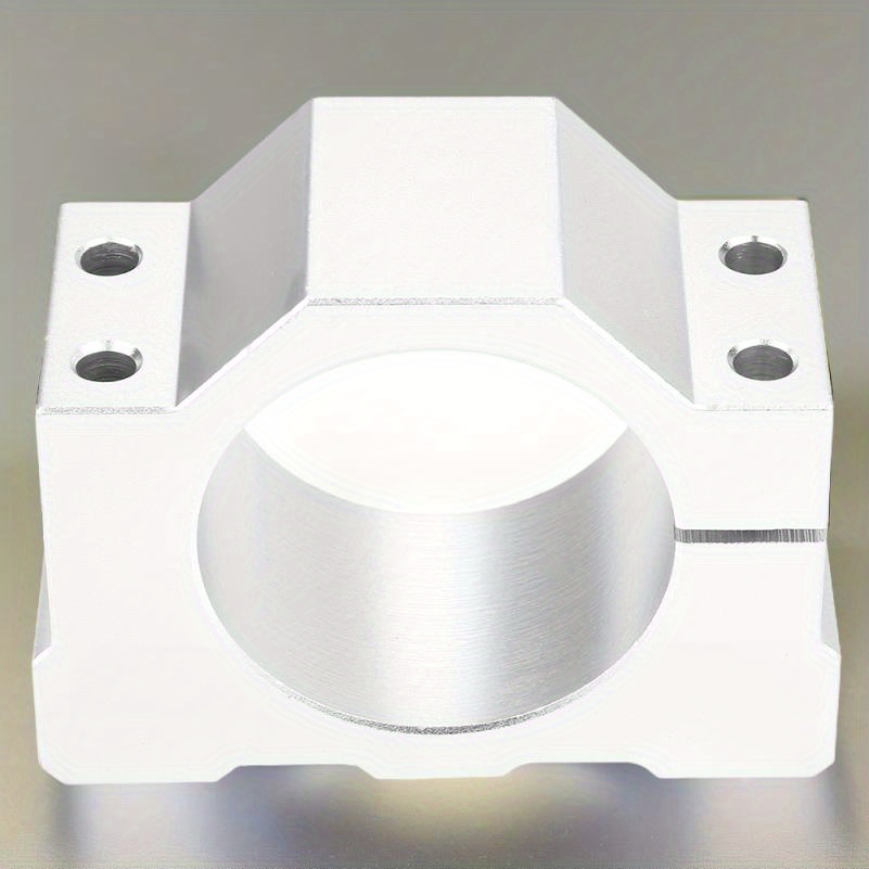 heavy duty aluminum cnc spindle motor mount clamp 52mm diameter with precision screw holes threaded shaft for secure machining applications   accessory   design durable construction