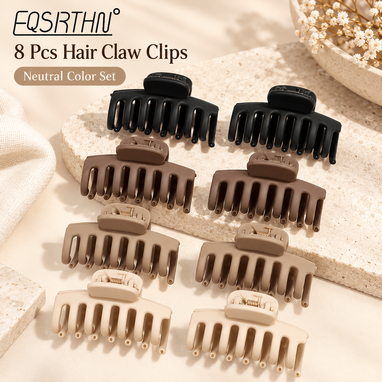 8pcs Non-Slip Strong Hold Matte Hair Claw Clips