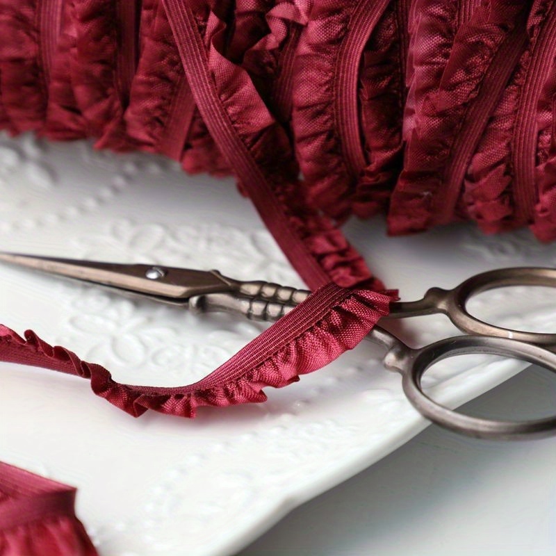 E-shop 1m/3,3ft Elegante Burgunder Spitzenkantenband – Dehnbares Stoffband mit Elastizität für DIY-Kleidung, Röcke, Vorhänge & Bastelarbeiten –