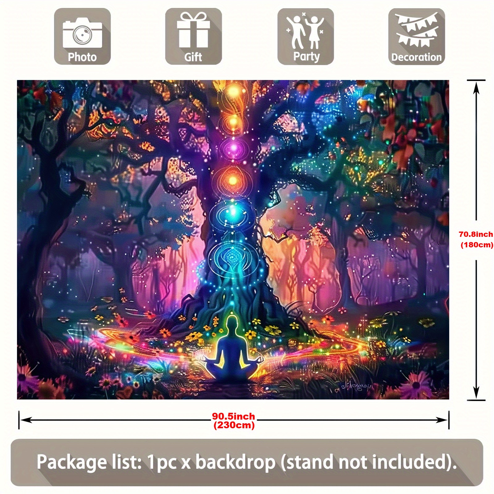Tree Of Life Chakra Tapestry For Yoga Meditation Wall Decor_voghion.com