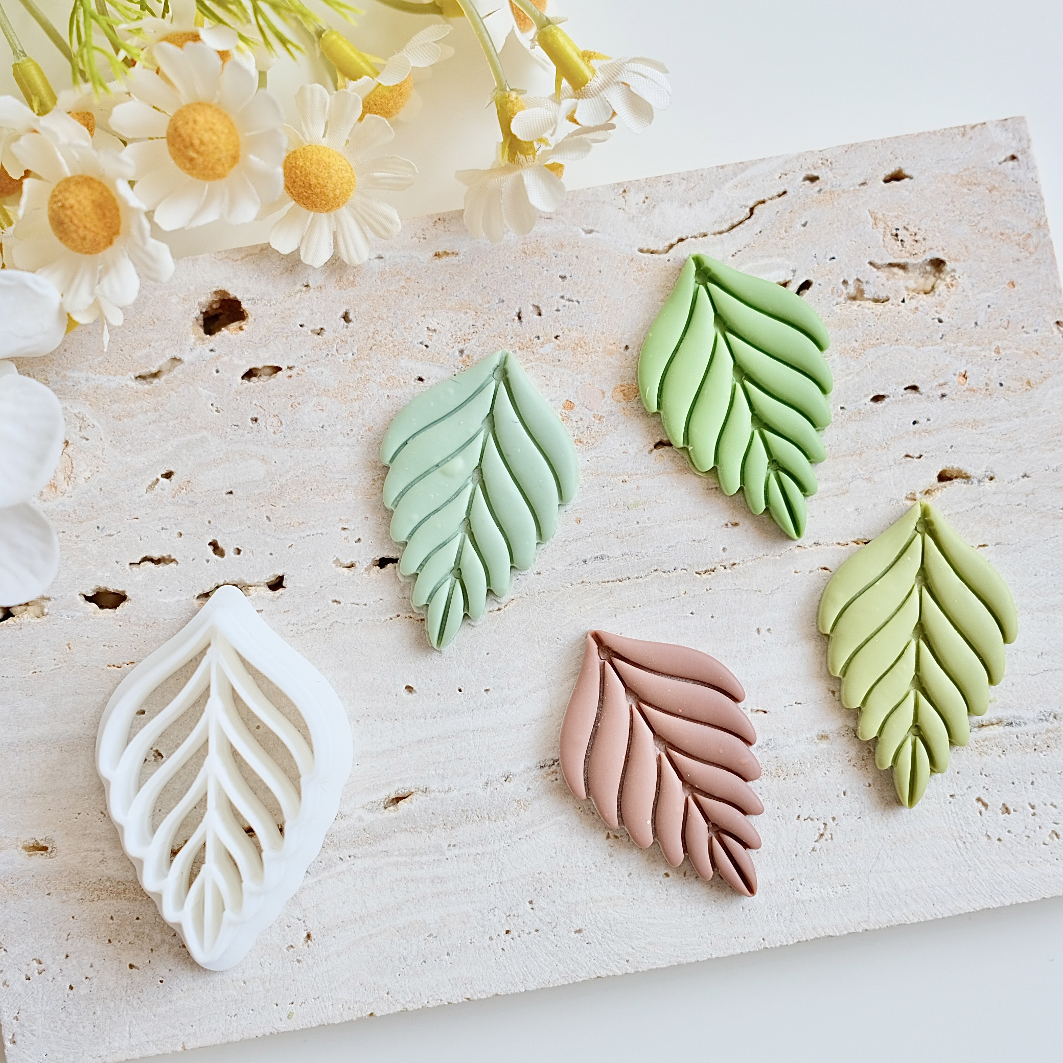 embossed tropical leaf shape polymer clay earrings cutters Temu