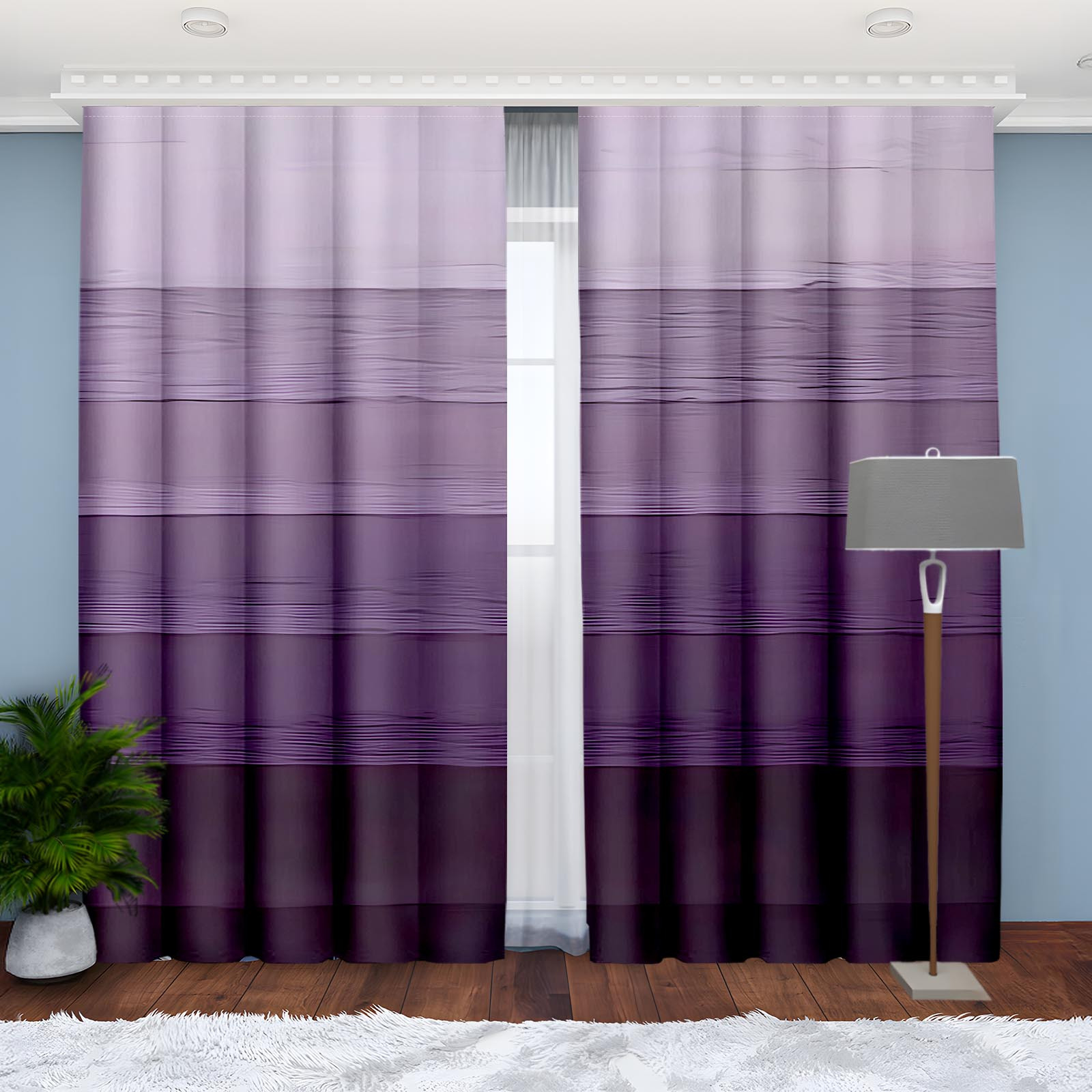 TEMU 2d Flat, 2pcs Room Curtains 2d Flat Printing Purple Curtain Rods Designed For Light Filtering, Suitable For Kitchens, Living Rooms, Offices, And