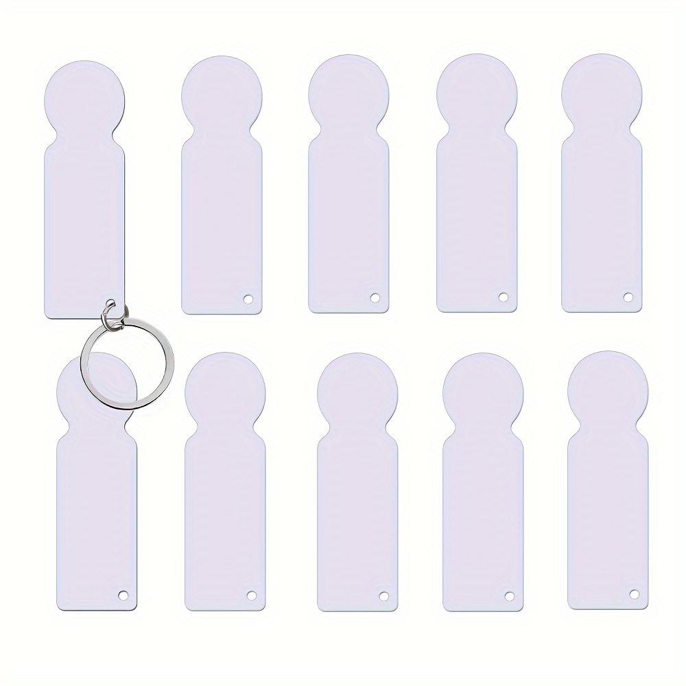 TEMU 10pcs White Sublimation Blank Keychains - Dual-sided, Printable Metal Shopping Cart Tokens With Key Ring - Ideal For Grocery Shopping & Thanksgiving Gifts