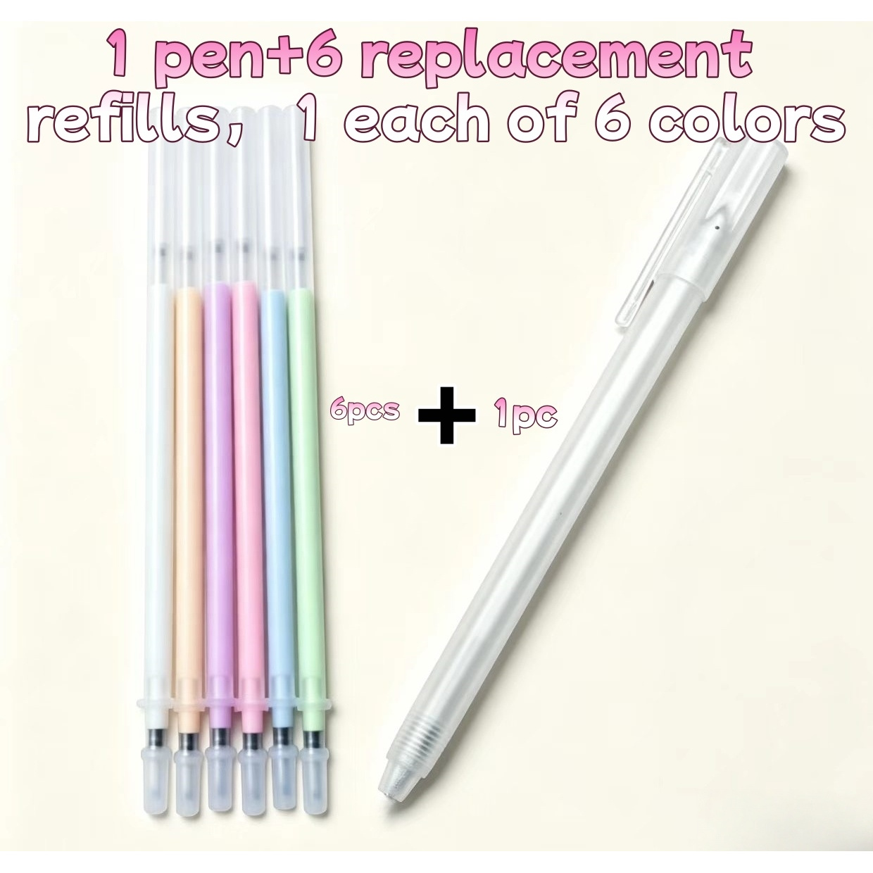 TEMU 7pcs(1 Pen 6 Replacement Cores) Adhesive Pen, Used For Double-sided Pasting And Diy Handicraft Decoration Tools, Suitable For Writing On