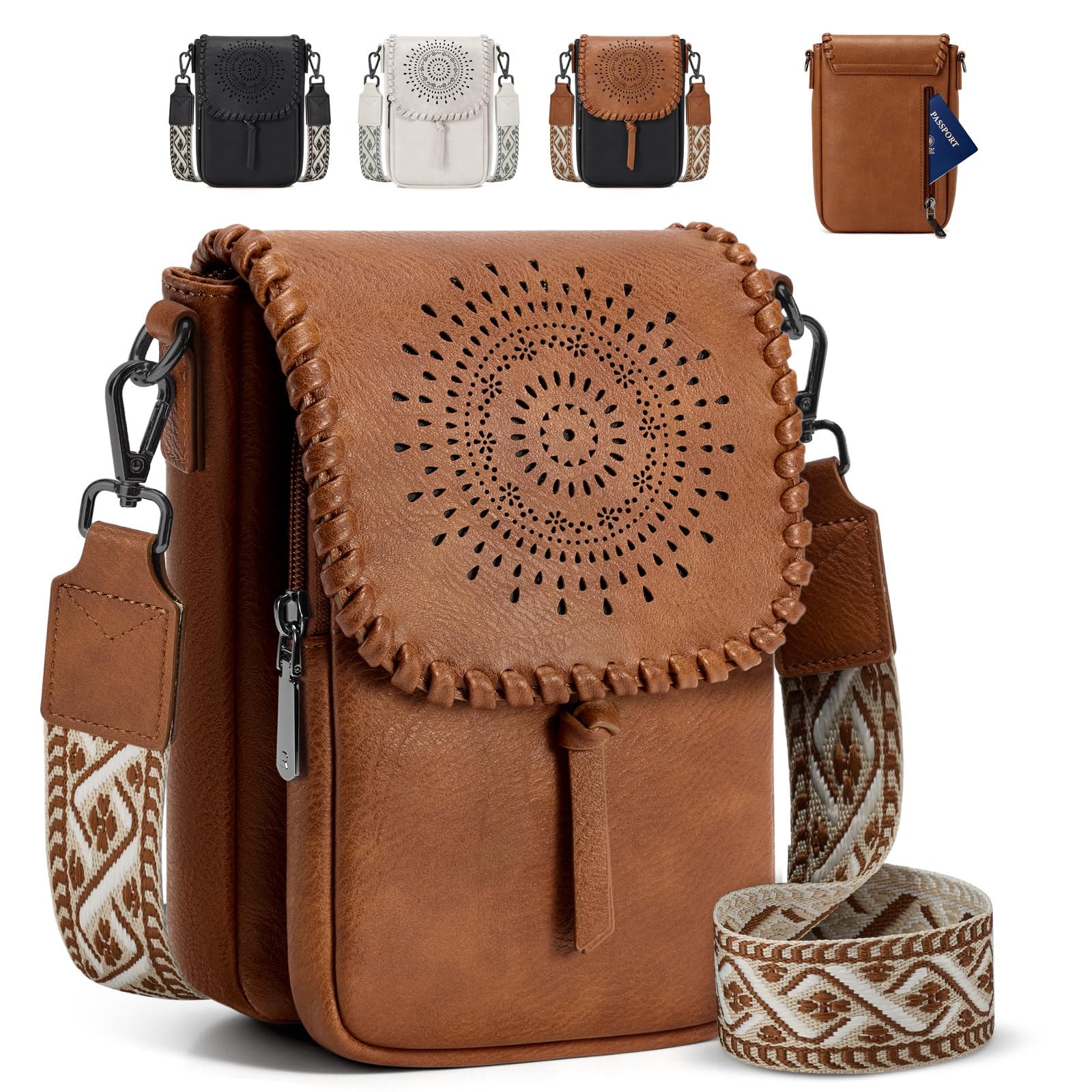 TEMU Weidaoera Women' Small Crossbody Phone Purse With Triple Compartments & Card Slots - Suitable For Smartphones Up To 6.9", Adjustable Wide Strap,