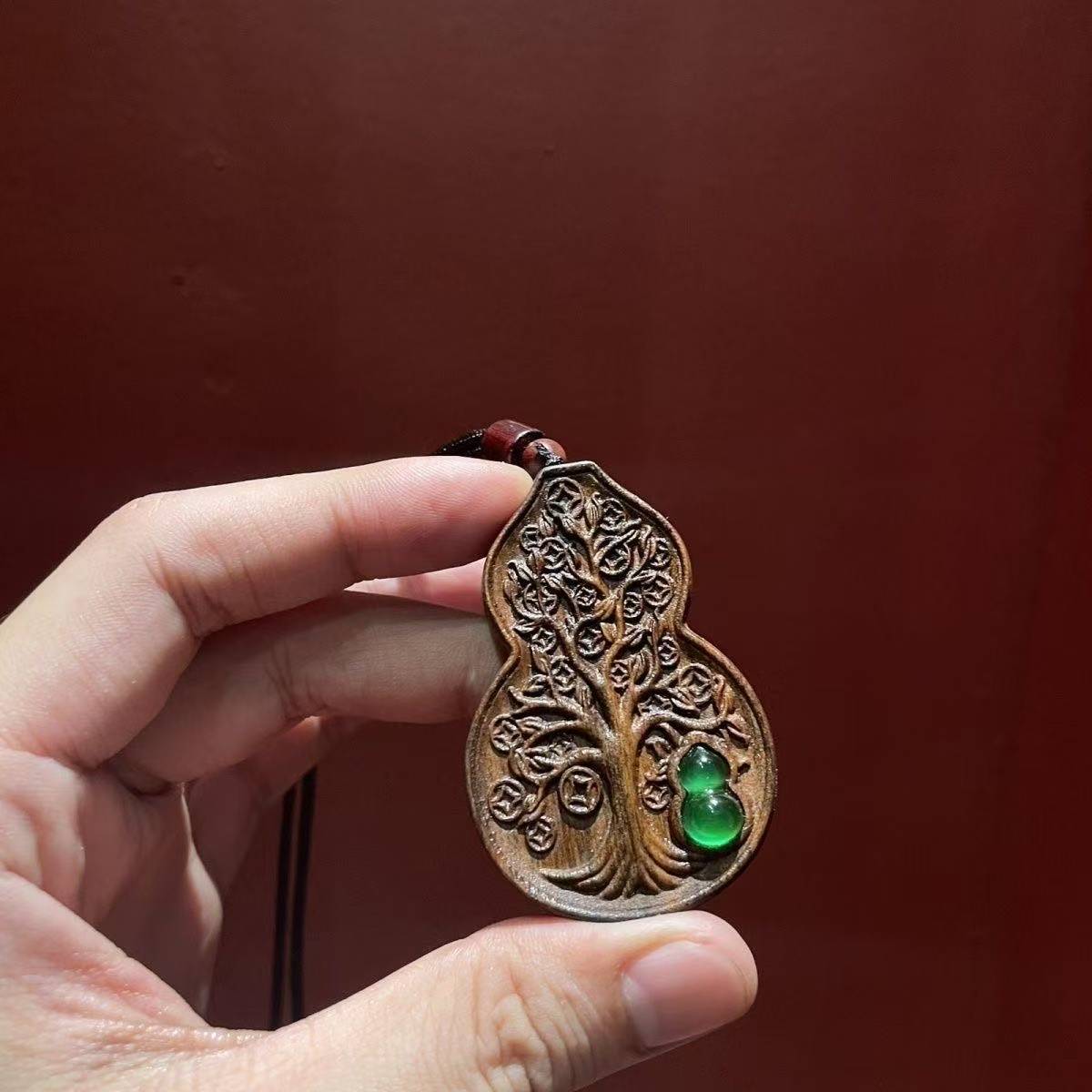 Ancient Chinese Gourd Money Tree Pendant, Cultural Charm