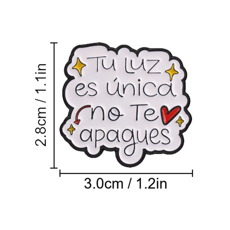 TEMU de en español de 1 pieza "Tu luz es única" - en español, adecuada para decoración de ropa, gorras y mochilas, accesorio de con texto en español