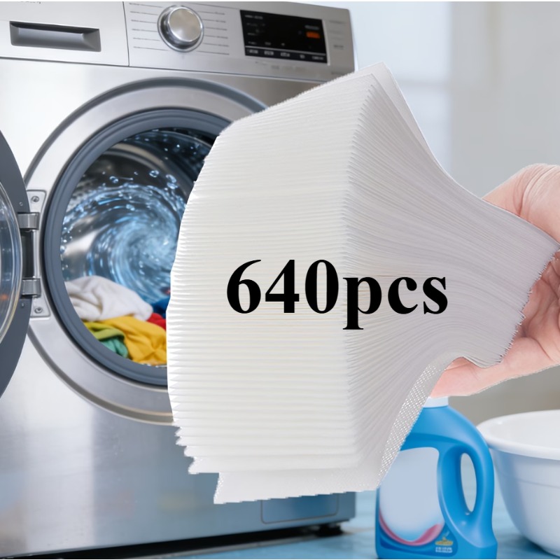 TEMU 640-count White Laundry Sheets | Absorbent Non-woven Fabric Sheets, Suitable For Mixed Washing, Washing Machine Accessories