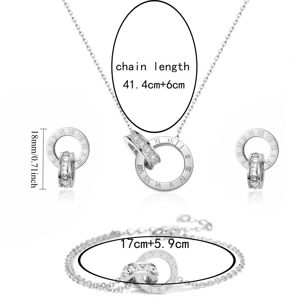 Light Luxury Style Interlocking Roman Numeral Jewelry Set